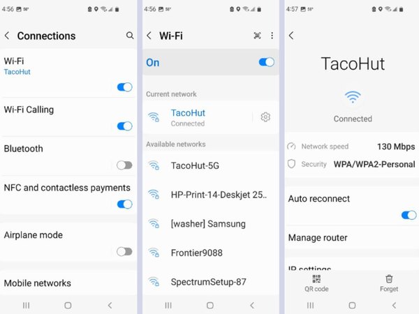 Androids make it easy to share Wi-Fi passwords with close contacts.